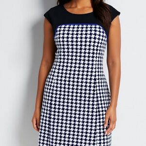 Spense Houndstooth Colorblock Sheath Dress – Size 10